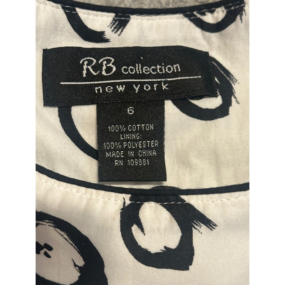 RB Collection New York Floral Circle Cotton Shift Dress White Black Green 6 - Picture 8 of 14